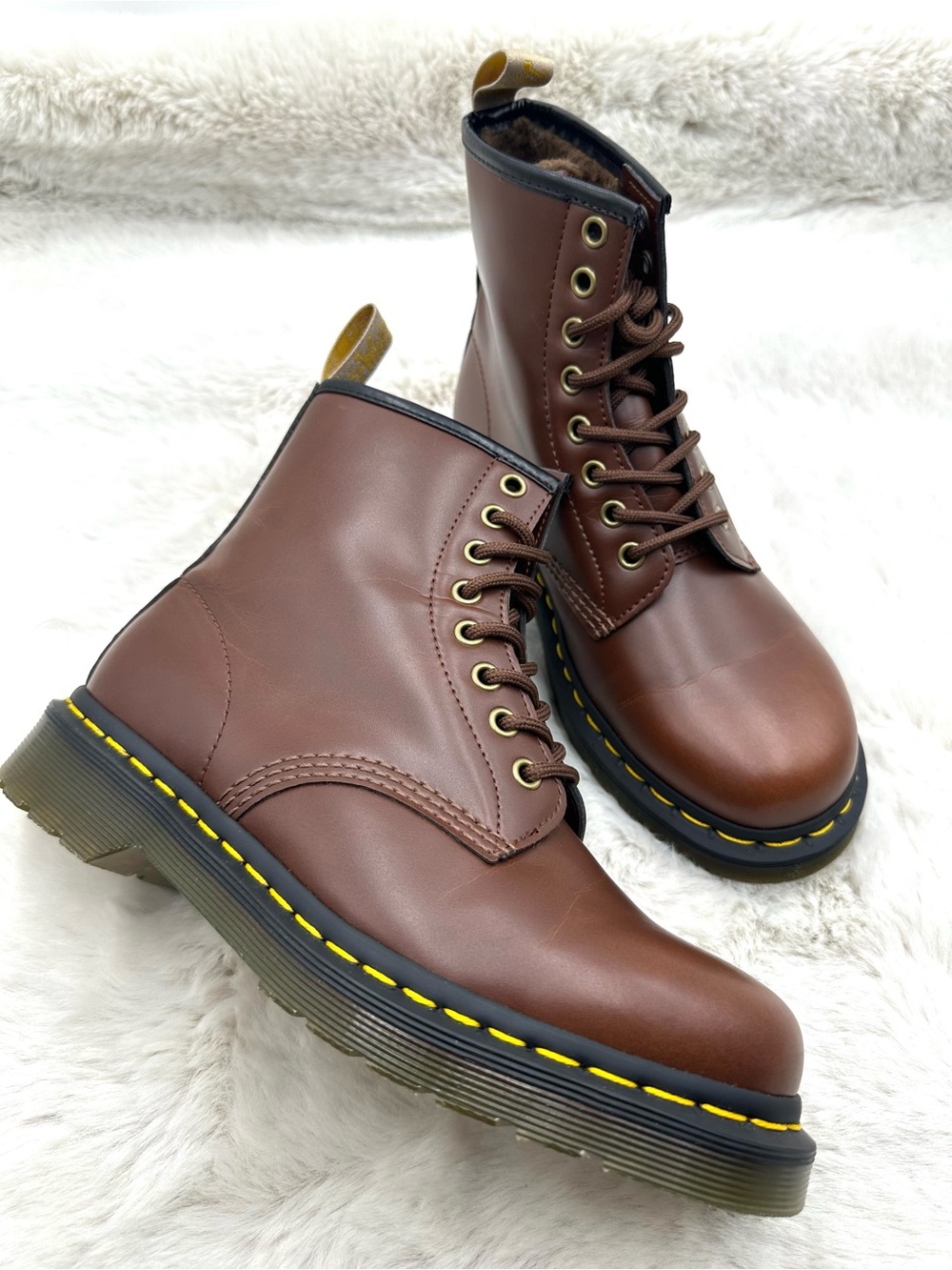 Dr. Martens Vegan leather 1460 brown Norfolk Lace Up‎ Boots women’s 7 NWOT